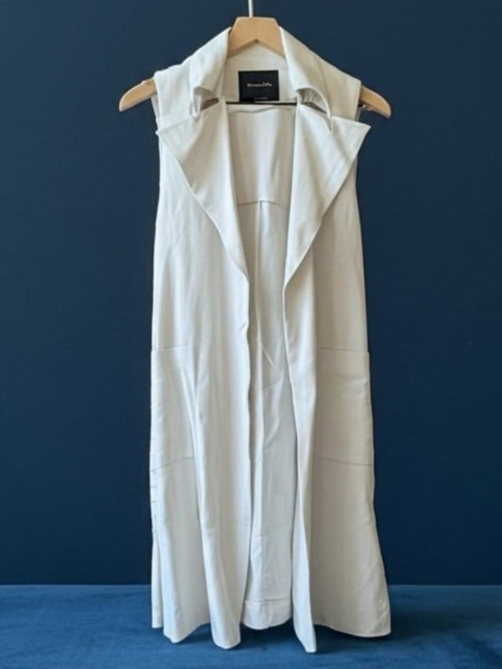 Massimo Dutti Beige Sleeveless Trench Vest Duster Longline Gilet Jacket Size S